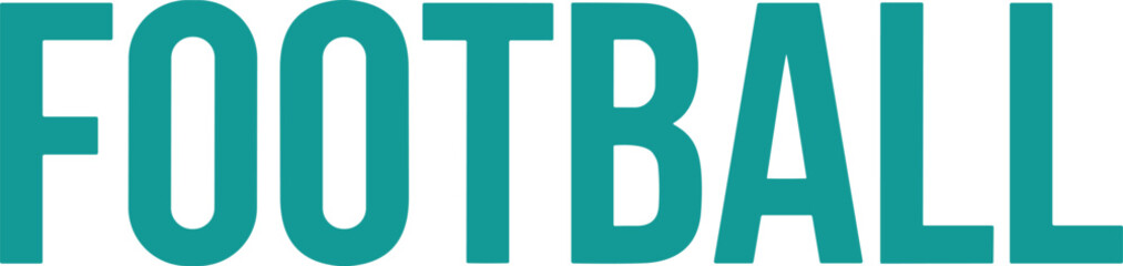 Football typography illustration, bold modern sports text design, American football concept lettering, athletic branding graphic, isolated white background