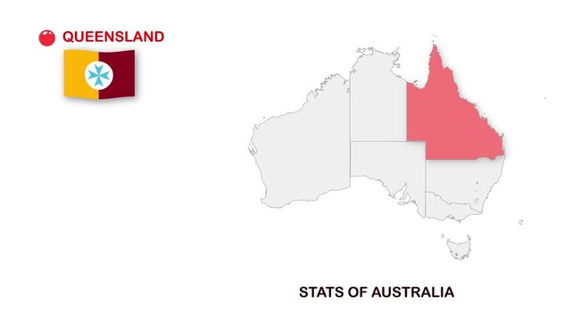 Queensland Map abstract animated video footage with smooth motion background for modern digital design, presentations, advertising visuals and creativ