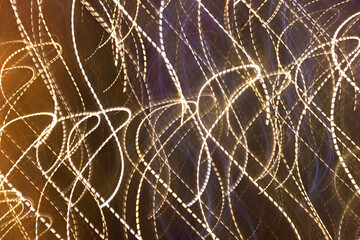 Exposure delay, dotted sparks, glowing dots, splashes of fire, chaos of illumination