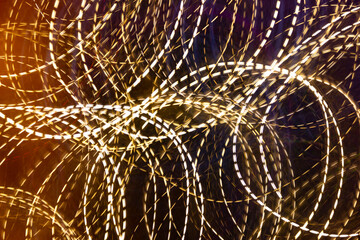 Exposure delay, dotted sparks, glowing dots, splashes of fire, chaos of illumination