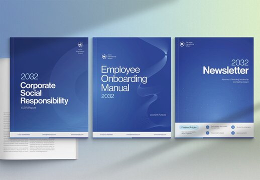 Corporate Brochure Cover Templates with Modern Blue Style for Refined Company Document Layouts