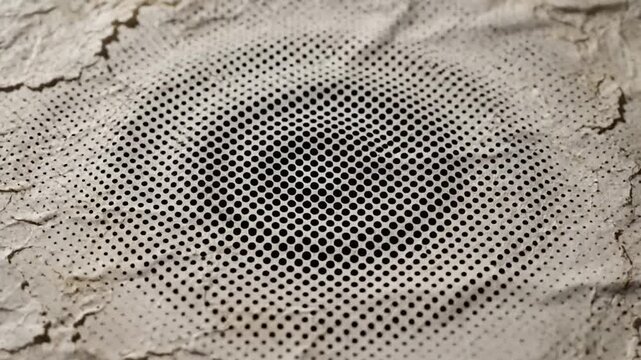 Textured image with dot pattern fading from center on distressed, torn paper