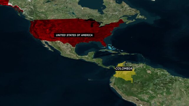 United States and Colombia Country Maps Showing Borders and Geographic Locations Outline