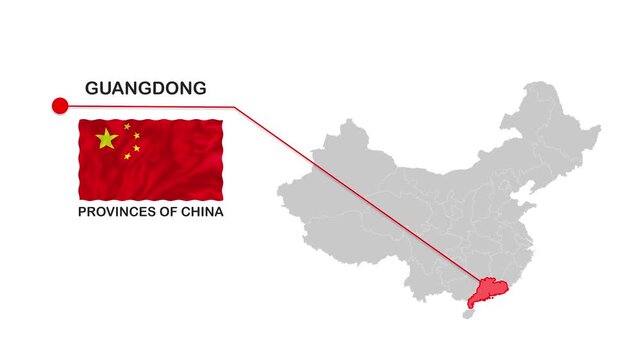 Guangdong Map abstract animated video footage with smooth motion background for modern digital design, presentations, advertising visuals and creative