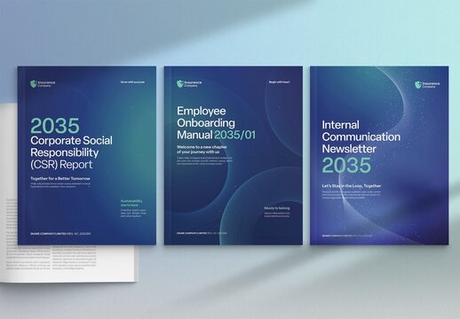 Modern Corporate Brochure Cover Templates in Blue Hues with Creative Swoosh Elements