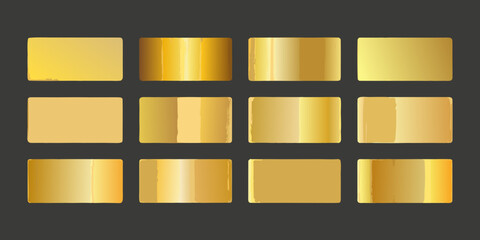 A collection of golden gradient and solid color square swatches