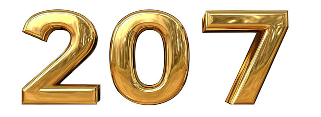 Image features three glossy, gold-colored numbers 2, 0, and 7, set against a stark black backdrop