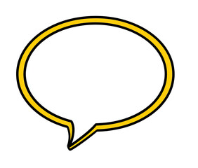 Fototapeta premium Comic book speech bubble, white interior and outline, with a yellow border on black background