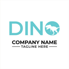 Modern and simple logo design featuring a dinosaur silhouette icon for a company named dino © EnfinityElite
