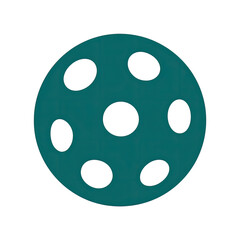 Fototapeta premium A teal-colored ball, perforated with oval holes, set against a solid black background