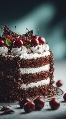 Black Forest Cake with Cherries and Chocolate