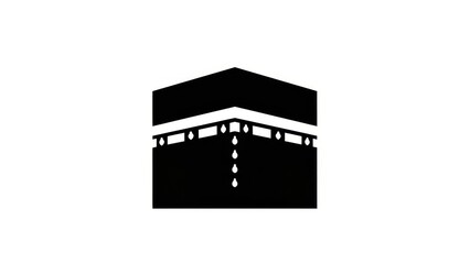 Obraz premium Kaaba icon, Islamic symbol, Mecca, black silhouette on white background