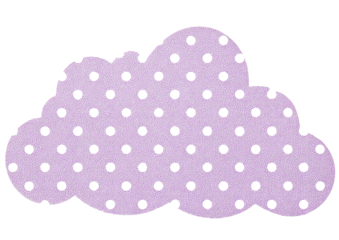 A stylized, lavender cloud, textured and covered with small, evenly spaced, dark dots, isolated