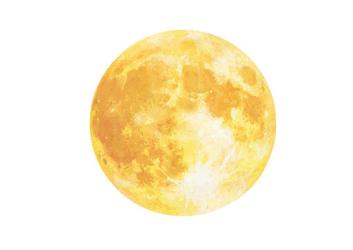 Glowing full celestial body with craters, radiating a warm, golden hue against a black background