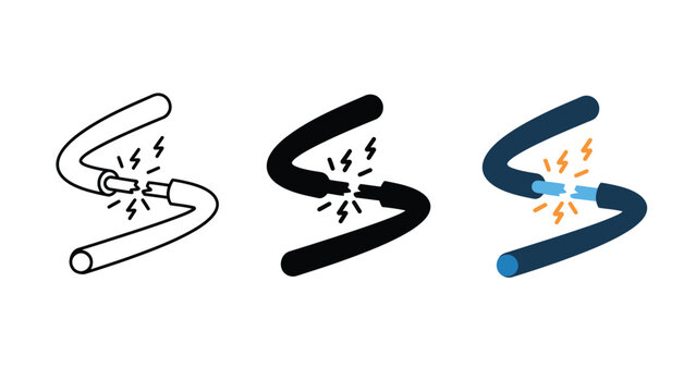An illustration of a broken cable with sparks flying out