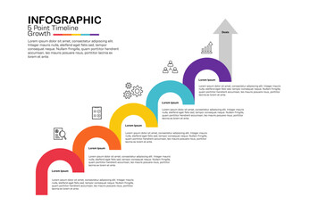 Infographic 5 steps to business growth presentation template, for web, power point or poster infographic 5 steps. vector editable EPS