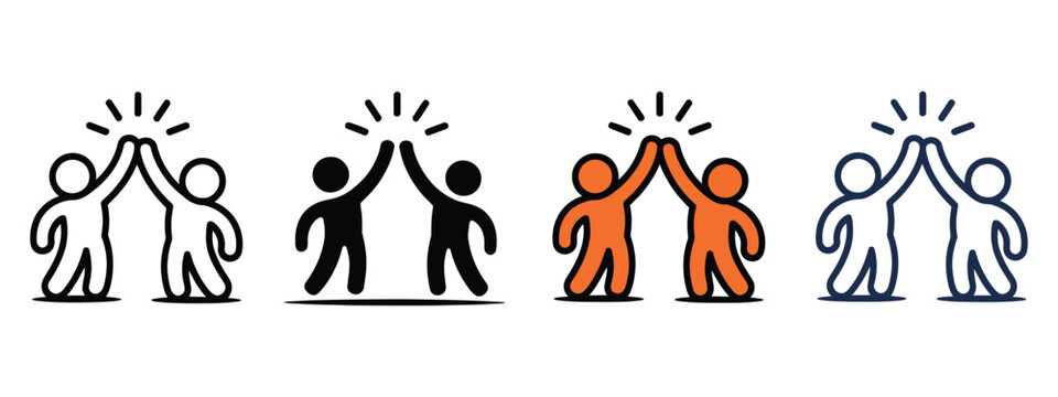 People give high-five icon vector illustration, celebrate team success with dynamic high five symbols, teamwork, collaboration, group achievement