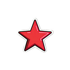 Fototapeta premium A vibrant, five-pointed red star, outlined in white and dark red, on a black background