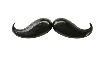 Glossy, black, stylized facial hair illustration, curved and symmetrical against black background