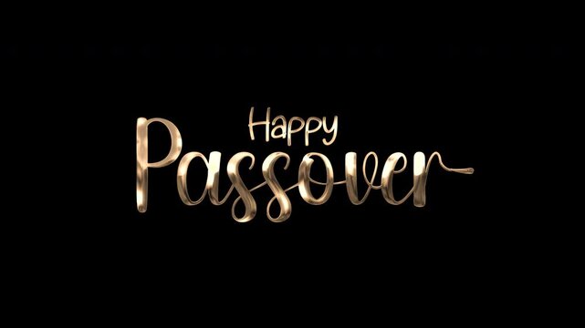 Happy passover written in gold on black background, suitable for passover holiday greeting cards, social media posts, digital invitations.