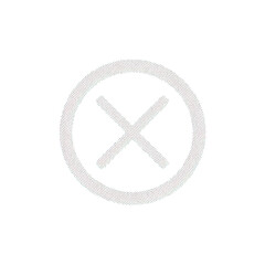 A white "X" within a circle over a black backdrop. Illustrates disapproval