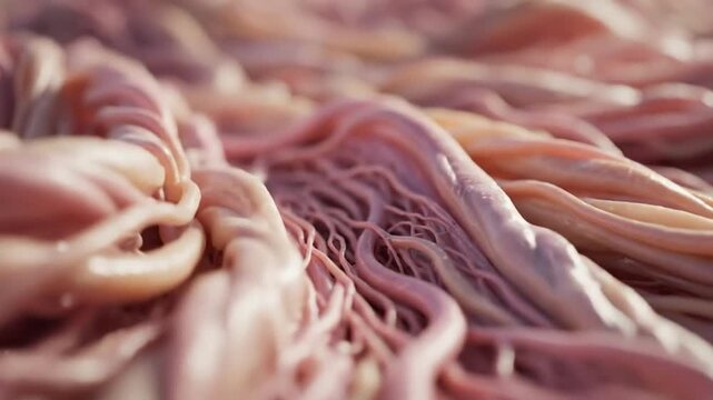 Microscopic View of Human Blood Vessel Network Pulsating - Scientific Abstract Anatomy Background