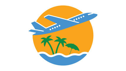 Fototapeta premium Airplane flying over tropical beach