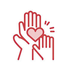 Graphic with open hands, holding a heart in the center