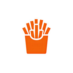Orange stylized image of french fries in a container against a black background