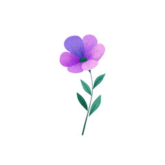 Digitally painted flower with a single stem, several leaves, and purple petals