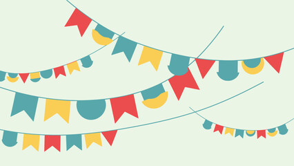 Obraz premium Colorful Party Flags Hanging in Air.