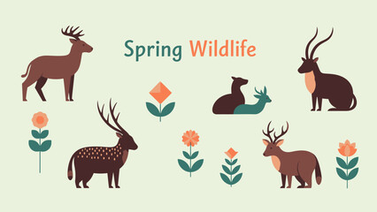 Obraz premium Deer Antelope Animals Wildlife Spring Collection.