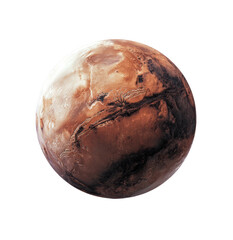 A photorealistic rendering of the planet Mars with its distinct reddish hue