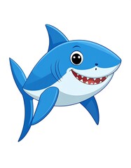 Obraz premium A smiling cartoon shark with blue and white colors