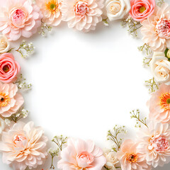 Lush Peach Dahlias and Cream Roses Circular Border