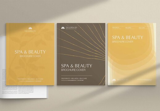 Beauty Spa Brochure Cover Template for Wellness Business Menus, Reports & Documents in Organic Style