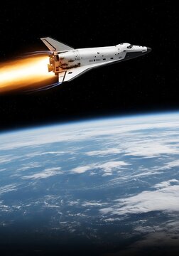 Space Shuttle Launching into Orbit around Earth