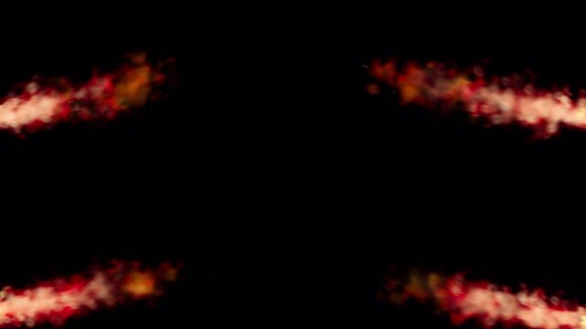 Fire VFX Effect From Both Side Animation Cartoon Style On Transparent Background 