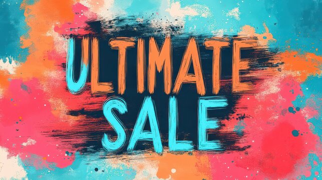 Ultimate Sale banner with vibrant colorful paint splatters background.