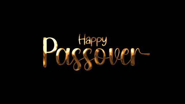 Happy passover gold text on black background. Festive holiday graphic suitable for greeting cards, social media posts, and presentations.