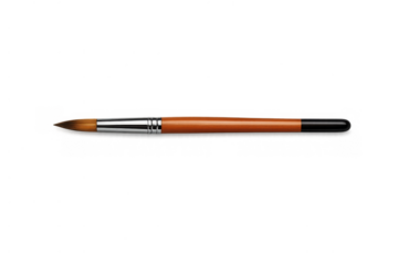 Paintbrush with brown handle for artistic creation, hobby, and craft projects, transparent background clip art