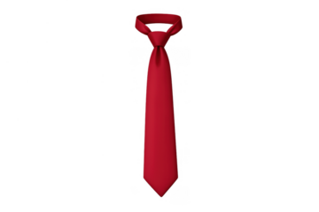 Red necktie knotting, signifying corporate power, professional success, and elegant business attire on transparent background