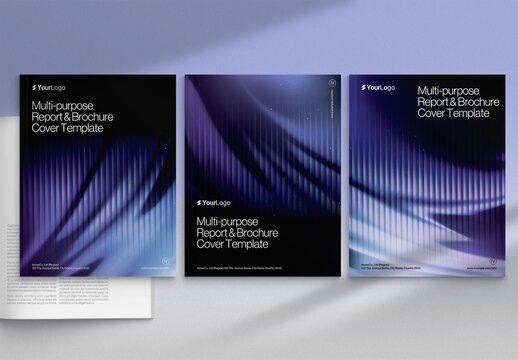 Brochure Cover Template & Front Page Design; Modern Abstract Creative Turquoise Blue Report Cover Layout