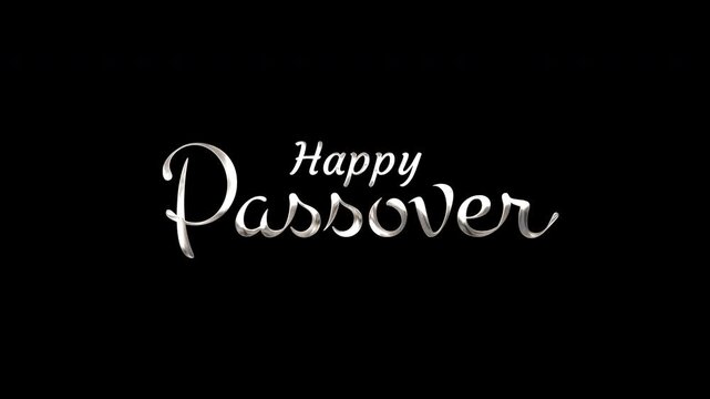 Happy passover in silver cursive letters against black background is perfect for greeting cards, social media posts, and website banners. Joyful and elegant design for passover celebrations.