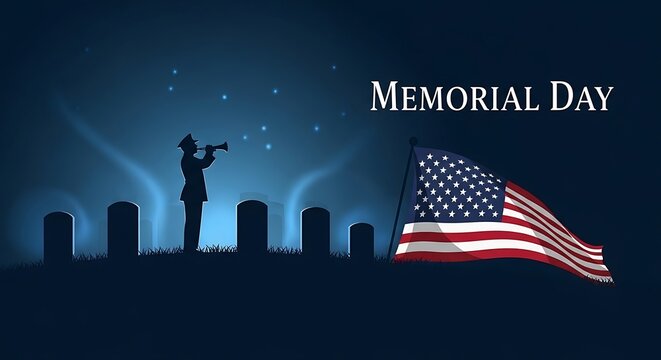 Digital vector illustration of a patriotic memorial scene