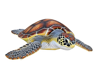 Sea turtle isolated on white isolated on transparent background