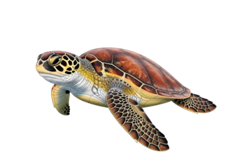 Sea turtle isolated on white isolated on transparent background