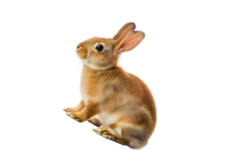 Small brown rabbit isolated on transparent background