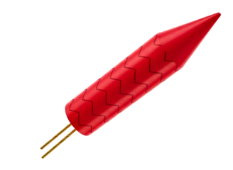Red conical object with wires isolated on transparent background