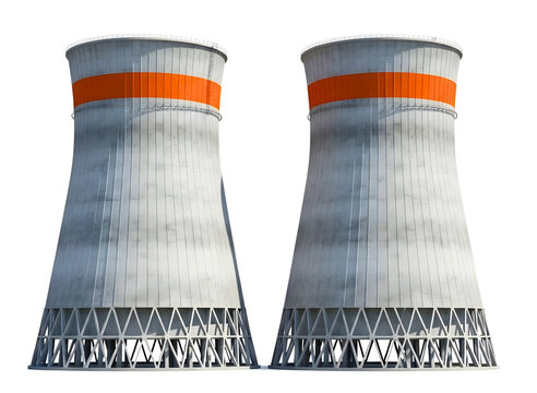 Two cooling towers isolated isolated on transparent background